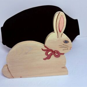 Vintage Hand Painted Wooden Bunny Doorstop